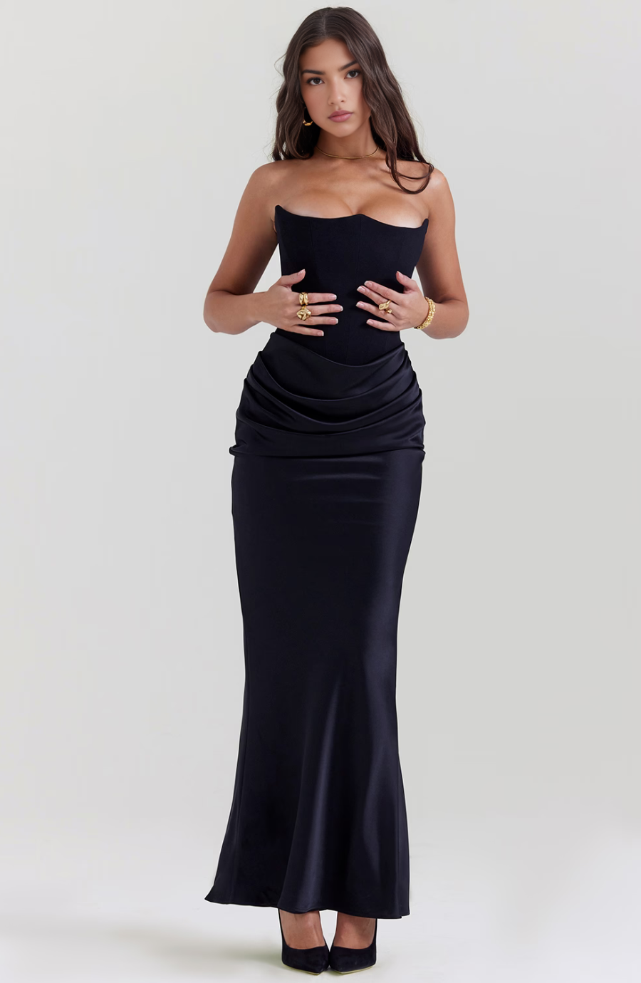 Noir Sculpt Gown Maxi Dress