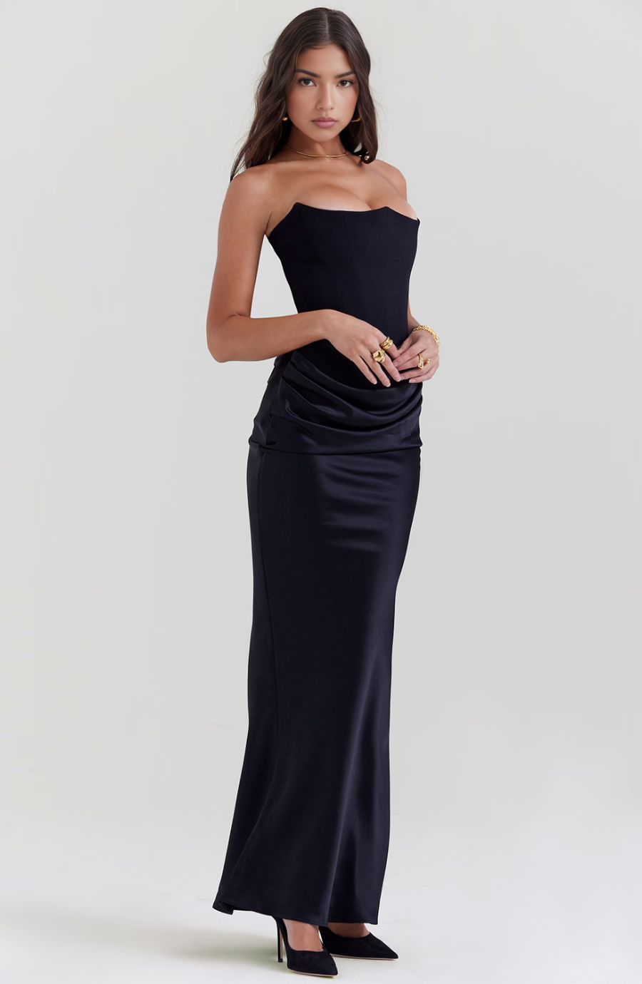 Noir Sculpt Gown Maxi Dress