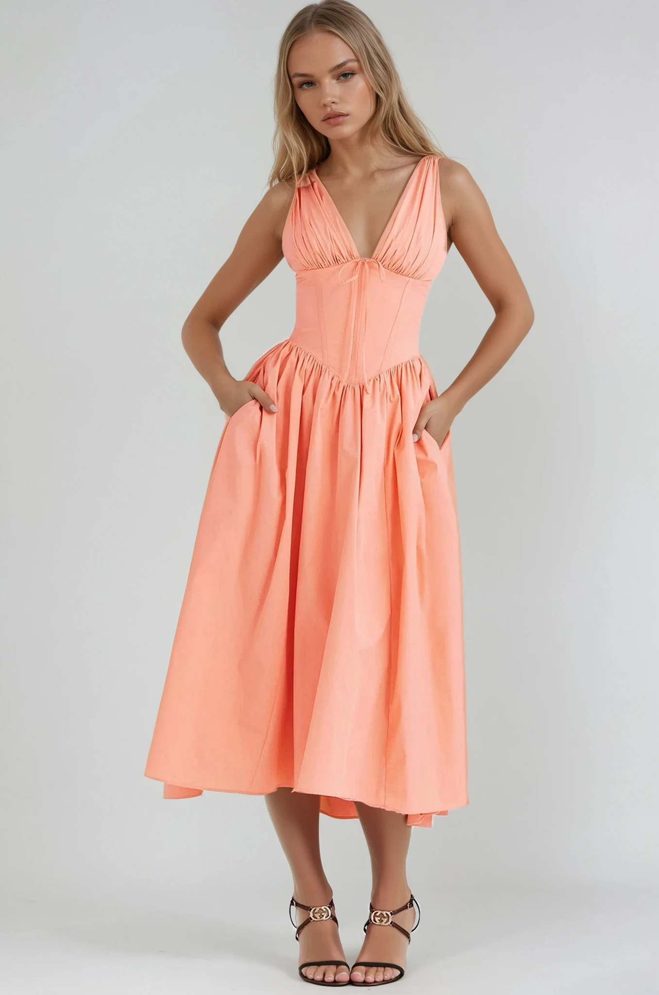 Primavera Corset Floral Midi Dress