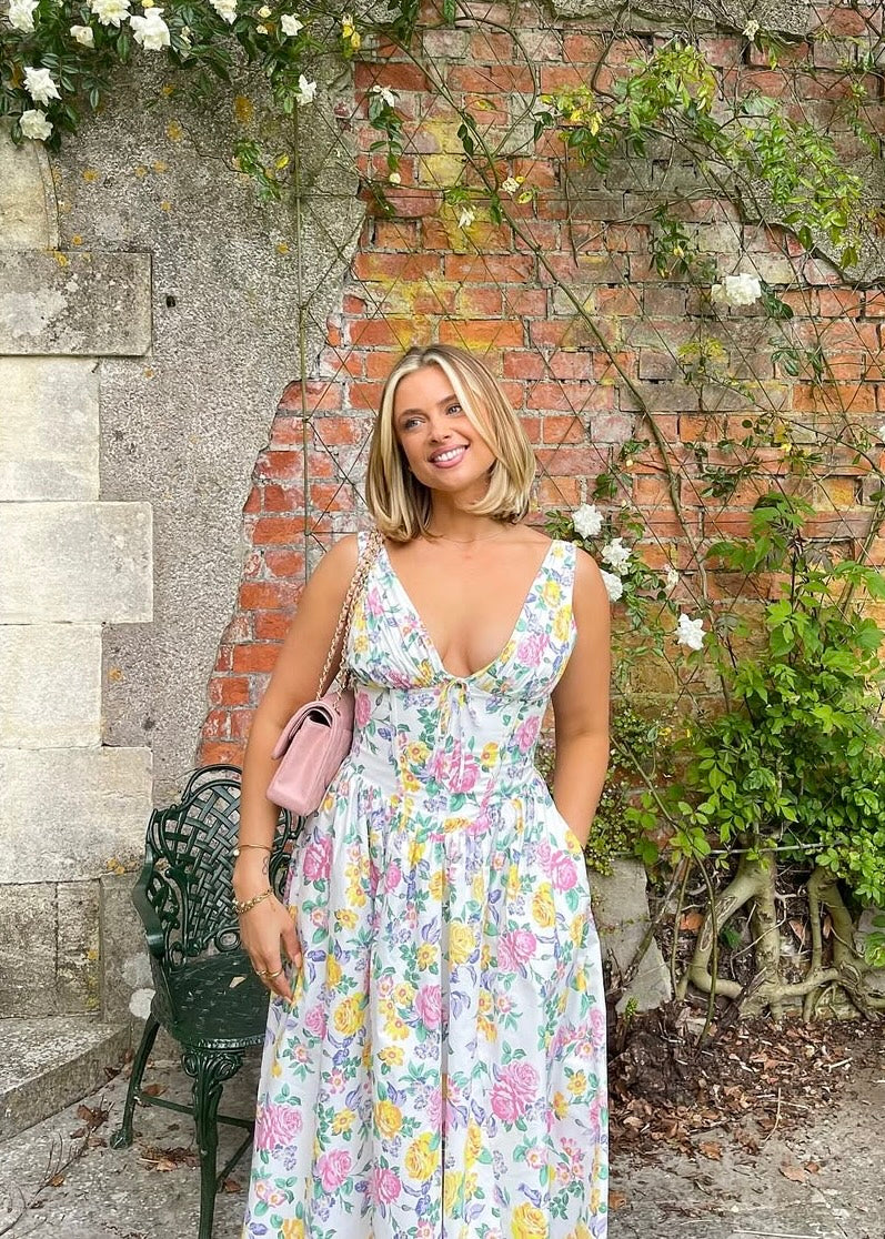Primavera Corset Floral Midi Dress