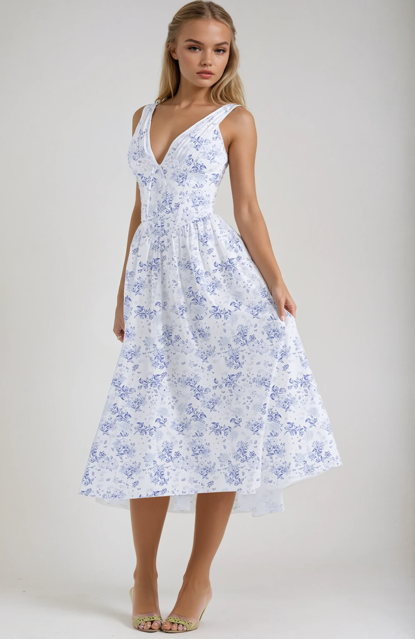 Primavera Corset Floral Midi Dress
