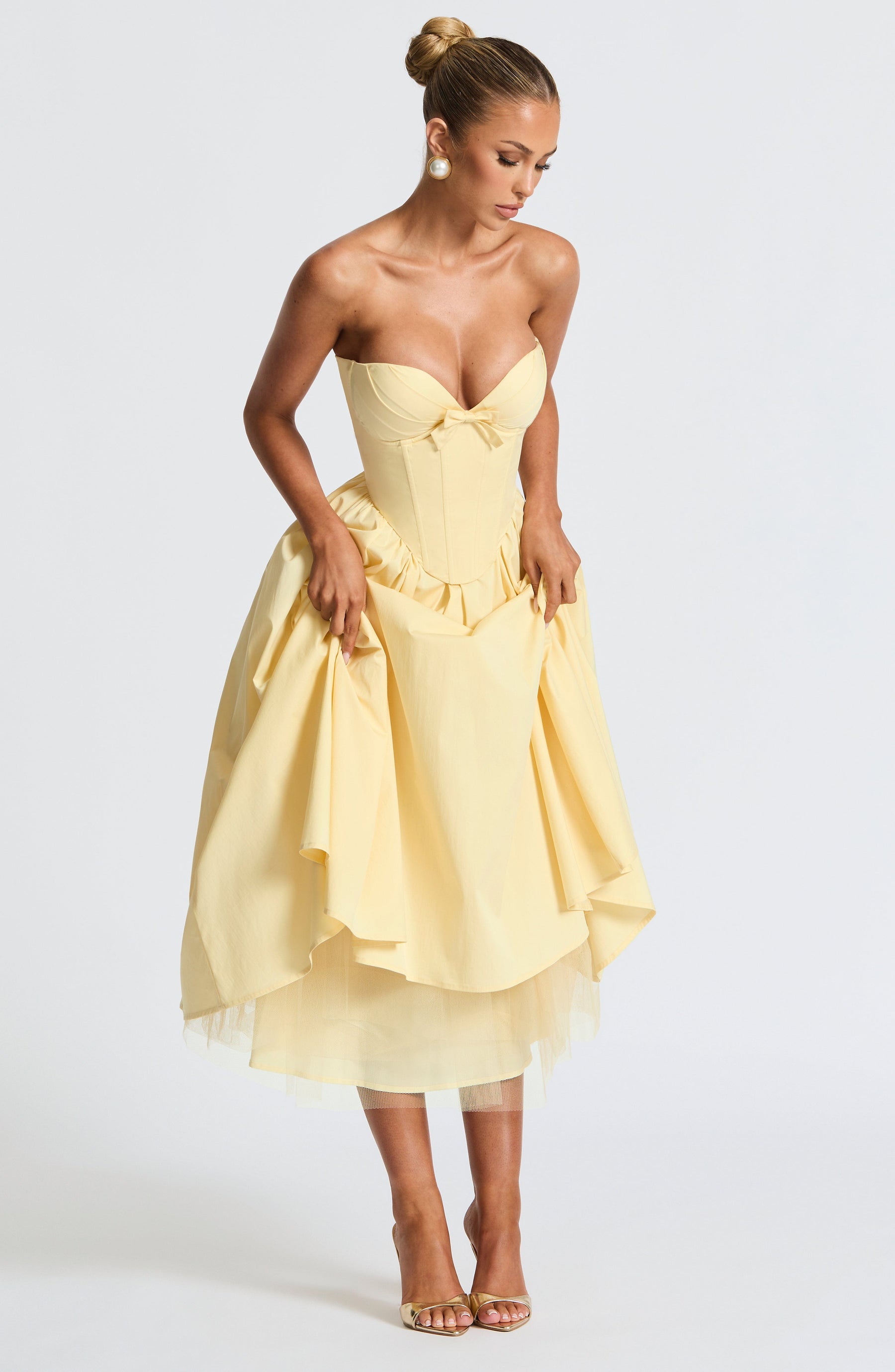 Amaline Dress Midi Dress - Yellow Butter