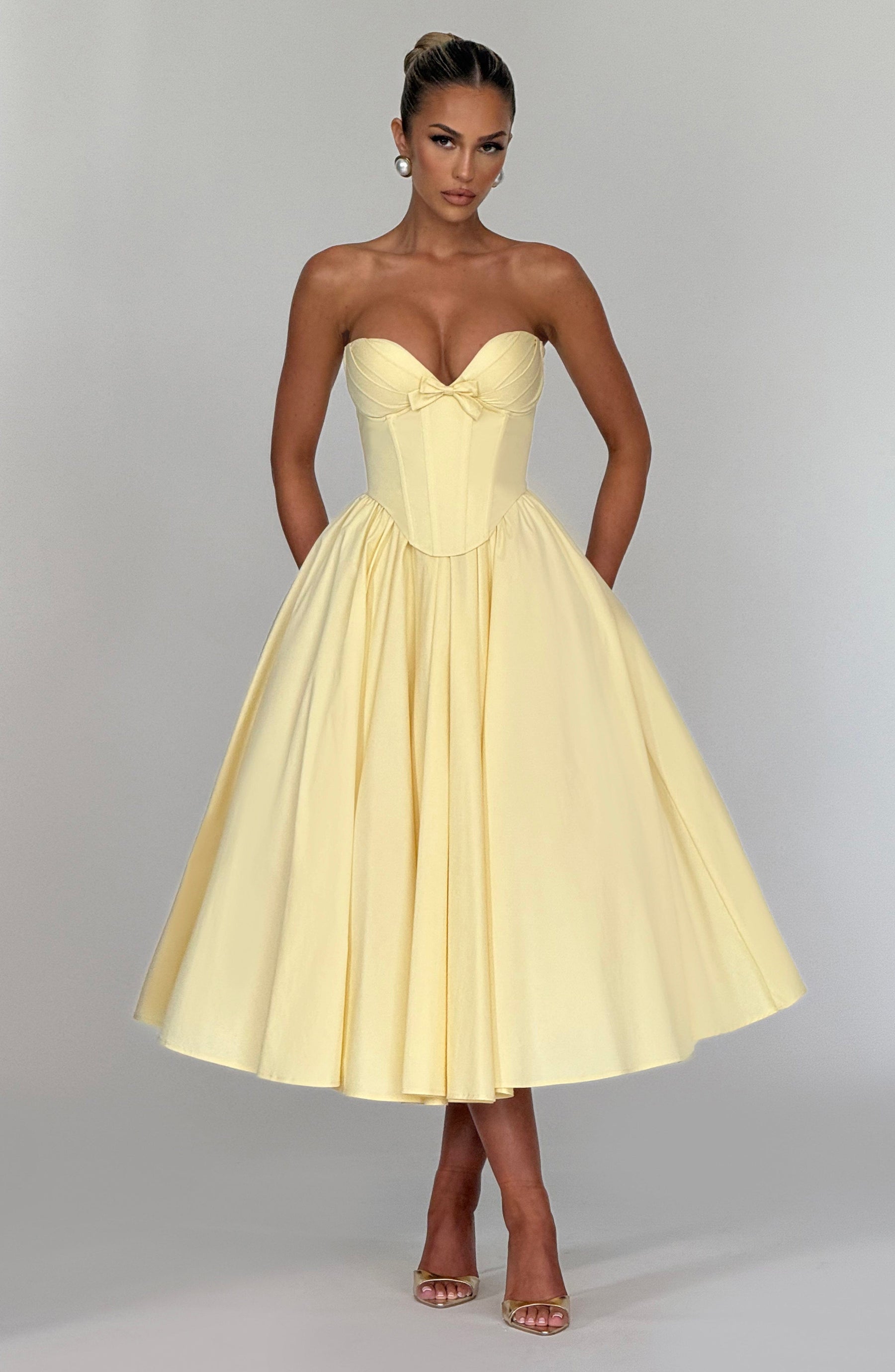 Amaline Dress Midi Dress - Yellow Butter