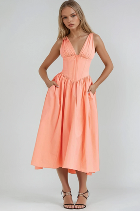 Primavera Corset Floral Midi Dress